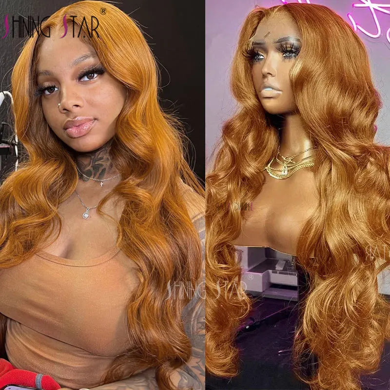 180% 30 34" Ginger Blonde Bone Straight 13X4 13X6 Lace Front Human Hair Wig Brazilian Colored Hd Transparent Lace Frontal Wigs